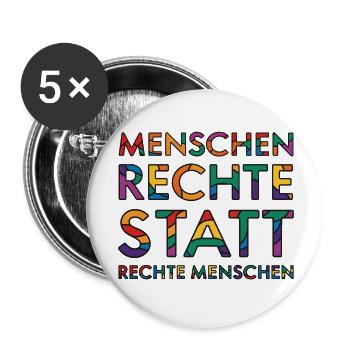Menschenrechte Spruch für Aktivisten gegen rechts - Buttons klein 25 mm (5er Pack) - Weiß - Vorne