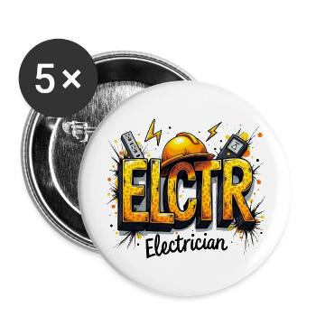 Electrician Graffiti Style Electrician Artisan - Buttons small 1''/25 mm (5-pack) - white - Front
