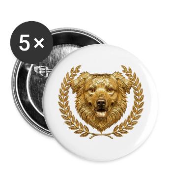 Urban Golden Shield Dog - Buttons small 1''/25 mm (5-pack) - white - Front