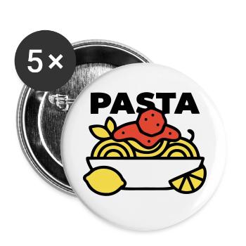 Bol de pâtes Spaghettis Italie Gourmet - Lot de 5 petits badges (25 mm) - blanc - Devant