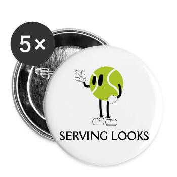 Serving Looks — Tennis Style Cartoon - Buttons small 1''/25 mm (5-pack) - white - Front