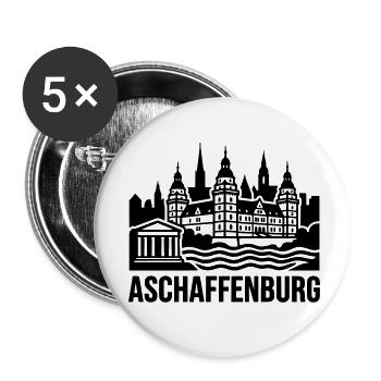 Aschaffenburg Silhouette Wahrzeichen - Buttons klein 25 mm (5er Pack) - Weiß - Vorne