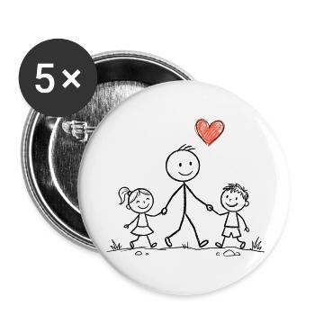 Amour de famille, meilleur papa, meilleure maman, cadeau - Lot de 5 petits badges (25 mm) - blanc - Devant