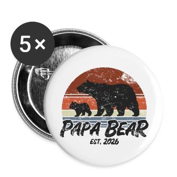 Papa Ours - Cadeau de la fête des pères 2026 - Lot de 5 petits badges (25 mm) - blanc - Devant