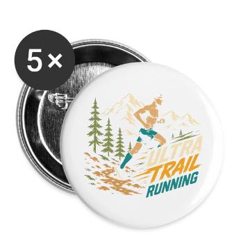 Ultra Trail Running - Lot de 5 petits badges (25 mm) - blanc - Devant