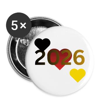 2026 Herz Fusion - Buttons klein 25 mm (5er Pack) - Weiß - Vorne