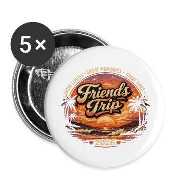 Voyage d’amis 2026 Groupes de vacances rétro à la plage Spru - Lot de 5 petits badges (25 mm) - blanc - Devant