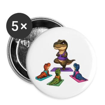 Dino Yoga Leader: Yogamatten Parade - Buttons klein 25 mm (5er Pack) - Weiß - Vorne