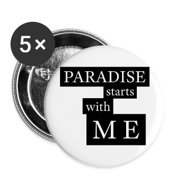 Paradise starts with me - Buttons klein 25 mm (5er Pack) - Weiß - Vorne