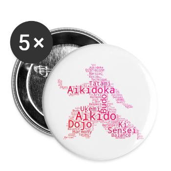 Die Aikido-Schülerinnen und Aikido passen zusammen - Buttons klein 25 mm (5er Pack) - Weiß - Vorne