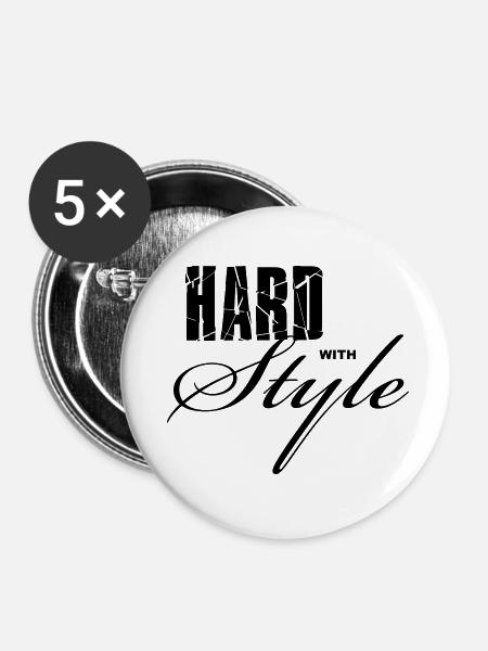 Hard with Style - Buttons klein 25 mm (5er Pack) - Weiß