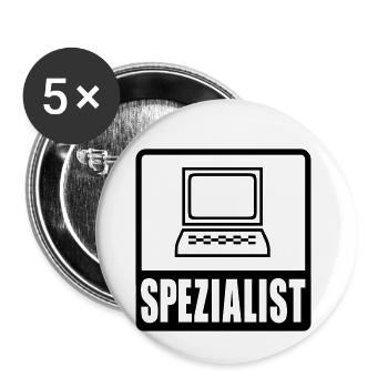 PC-Spezialist - Buttons klein 25 mm (5er Pack) - Weiß - Vorne