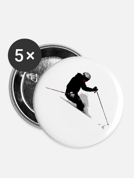 Powder Ski - Buttons klein 25 mm (5er Pack) - Weiß