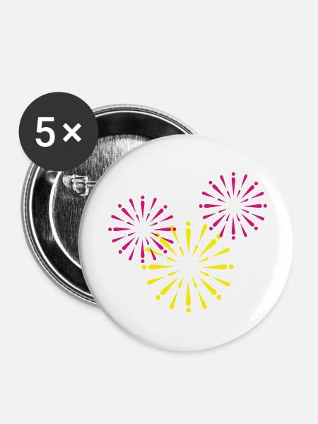 feuerwerk - Buttons klein 25 mm (5er Pack) - Weiß