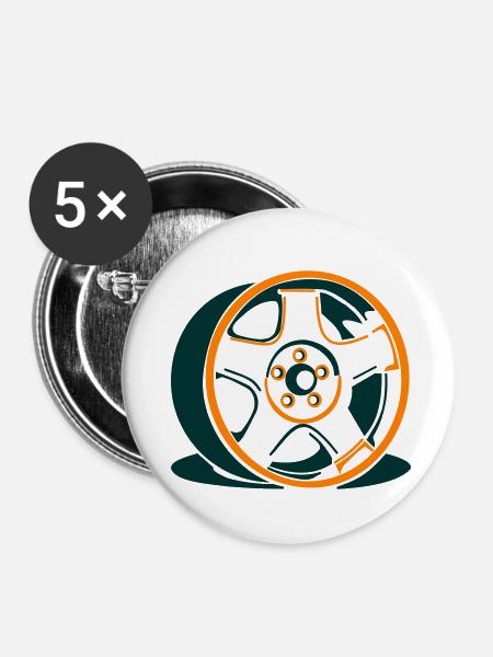 retro wheel - Buttons klein 25 mm (5er Pack) - Weiß