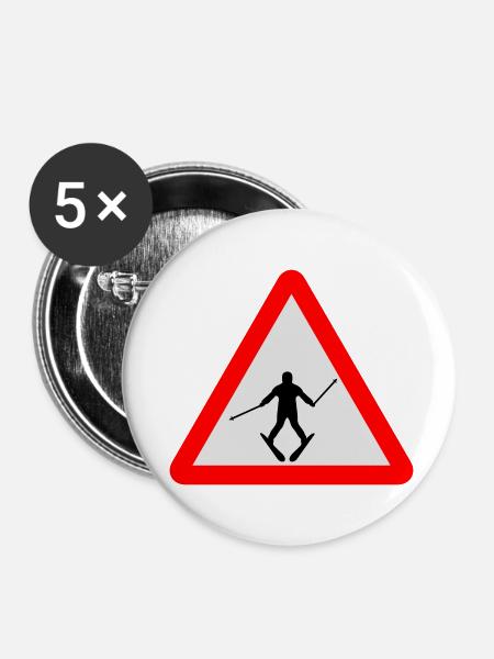 Ski - Buttons klein 25 mm (5er Pack) - Weiß