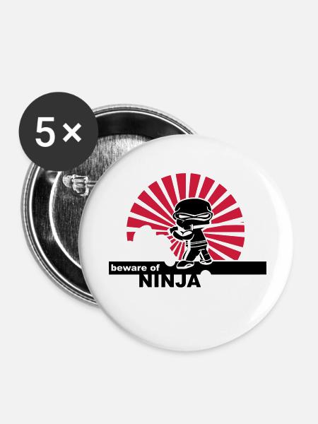 Ninja - Buttons klein 25 mm (5er Pack) - Weiß