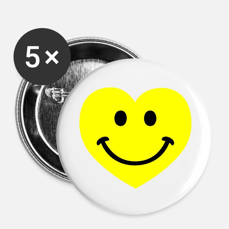 smiley smiling heart - Buttons klein 25 mm (5er Pack) - Weiß