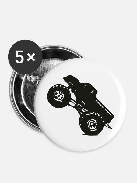 Monstertruck - Buttons klein 25 mm (5er Pack) - Weiß
