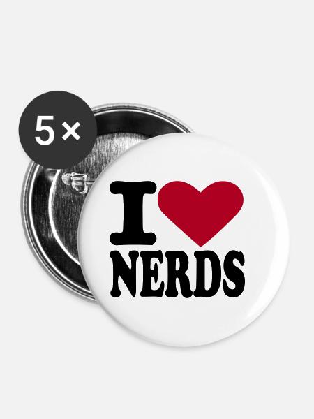 Nerd - Buttons klein 25 mm (5er Pack) - Weiß