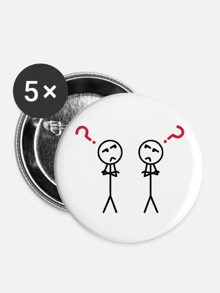 Questionmarks - Buttons klein 25 mm (5er Pack) - Weiß