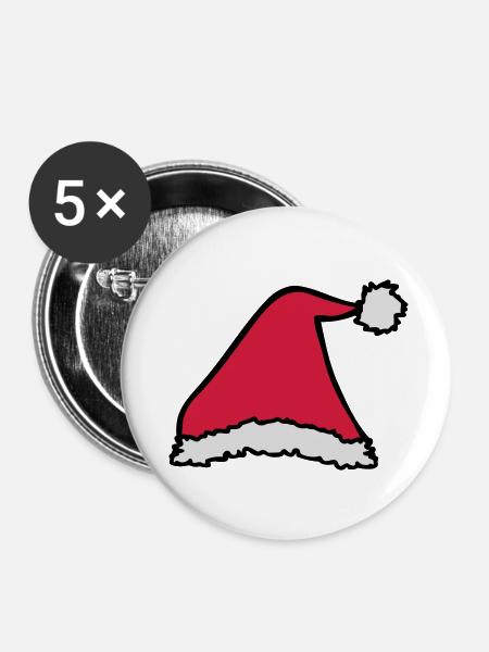 Weihnachtsmütze - Buttons klein 25 mm (5er Pack) - Weiß