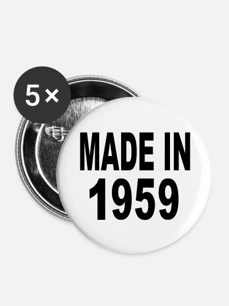 Made in 1959 - Buttons klein 25 mm (5er Pack) - Weiß
