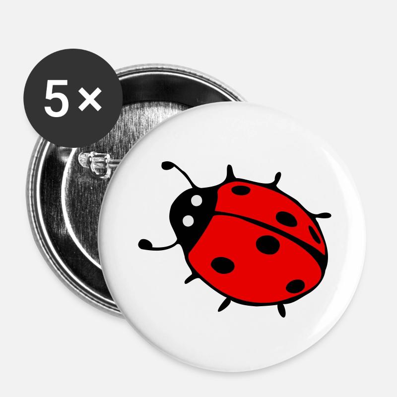 Ladybug - Buttons small 1''/25 mm (5-pack) - white