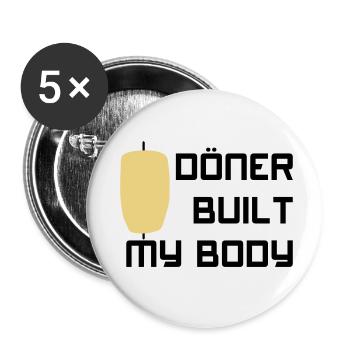 Döner construit mon corps - Lot de 5 petits badges (25 mm) - blanc - Devant