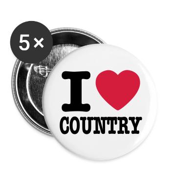 i love country / i heart country - Buttons klein 25 mm (5er Pack) - Weiß - Vorne