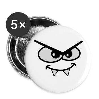Evil Peep Cartoon Monster Face Vampire Teeth - Buttons small 1''/25 mm (5-pack) - white - Front