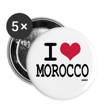 J'aime le maroc - couleurs personnalisables - Lot de 5 petits badges (25 mm) - blanc - Devant
