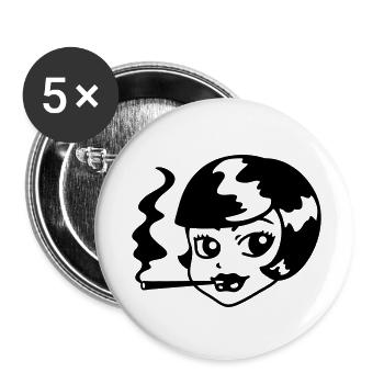 20er Girl - Smoke - Line - Buttons klein 25 mm (5er Pack) - Weiß - Vorne