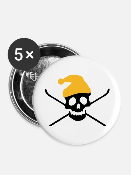 Ski - Buttons klein 25 mm (5er Pack) - Weiß