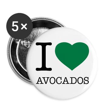 I LOVE AVOCADOS - Buttons small 1''/25 mm (5-pack) - white - Front