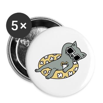 Chill out Cat - Buttons klein 25 mm (5er Pack) - Weiß - Vorne
