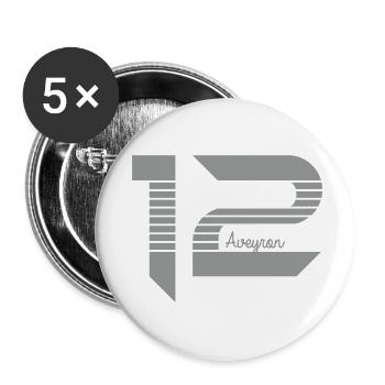 Midi Pyrénées Aveyron 12 - Lot de 5 petits badges (25 mm) - blanc - Devant