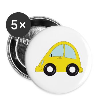voiture jaune - Lot de 5 petits badges (25 mm) - blanc - Devant