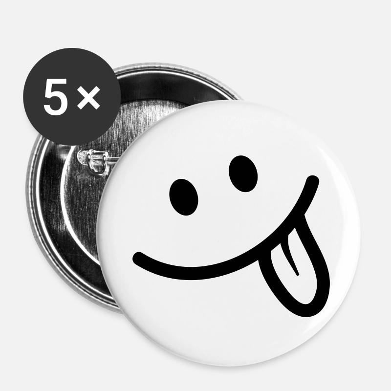Smile - Buttons klein 25 mm (5er Pack) - Weiß
