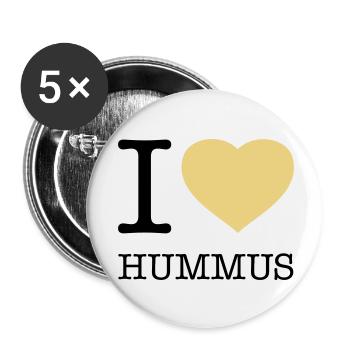 I LOVE HUMMUS - Buttons klein 25 mm (5er Pack) - Weiß - Vorne