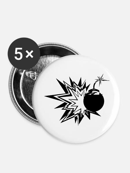 Bombe - Buttons klein 25 mm (5er Pack) - Weiß