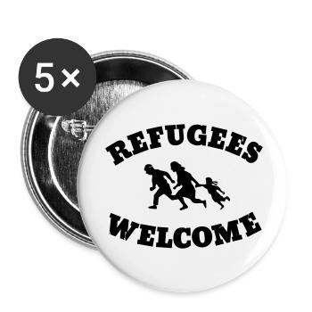 Refugees Welcome - Lot de 5 petits badges (25 mm) - blanc - Devant