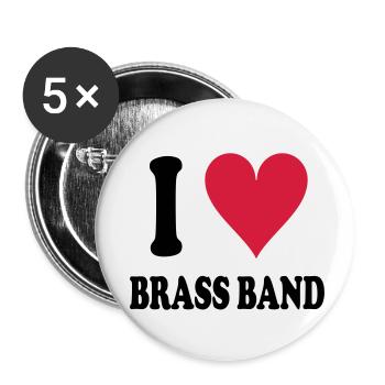 I love Brass Band - Buttons small 1''/25 mm (5-pack) - white - Front