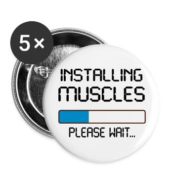installing muscles - Lot de 5 petits badges (25 mm) - blanc - Devant