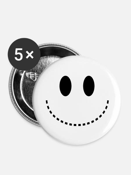 Smiley - Buttons klein 25 mm (5er Pack) - Weiß