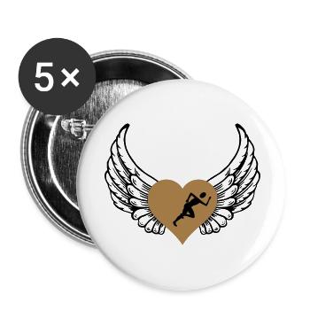 Jogger Herz Flügel - Buttons klein 25 mm (5er Pack) - Weiß - Vorne