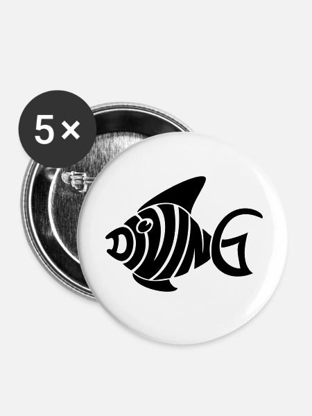 diving - Buttons klein 25 mm (5er Pack) - Weiß