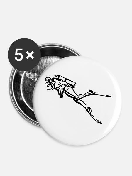 diving - Buttons klein 25 mm (5er Pack) - Weiß