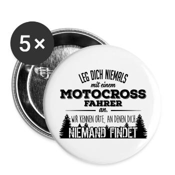 Leg dich niemals mit einem Motocross-Fahrer an - Buttons klein 25 mm (5er Pack) - Weiß - Vorne