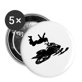 Snowmobil, Snowboarder, Snowboarden - Buttons klein 25 mm (5er Pack) - Weiß - Vorne
